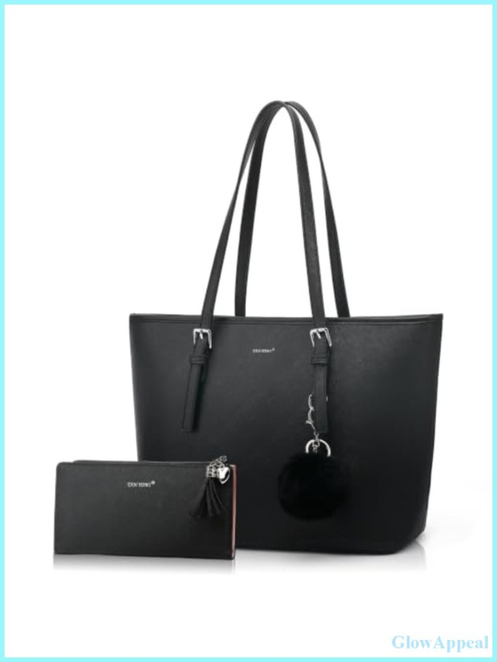 PU Leather Tote Bag for Women Shoulder Handbag Large Work Bag with Wallet